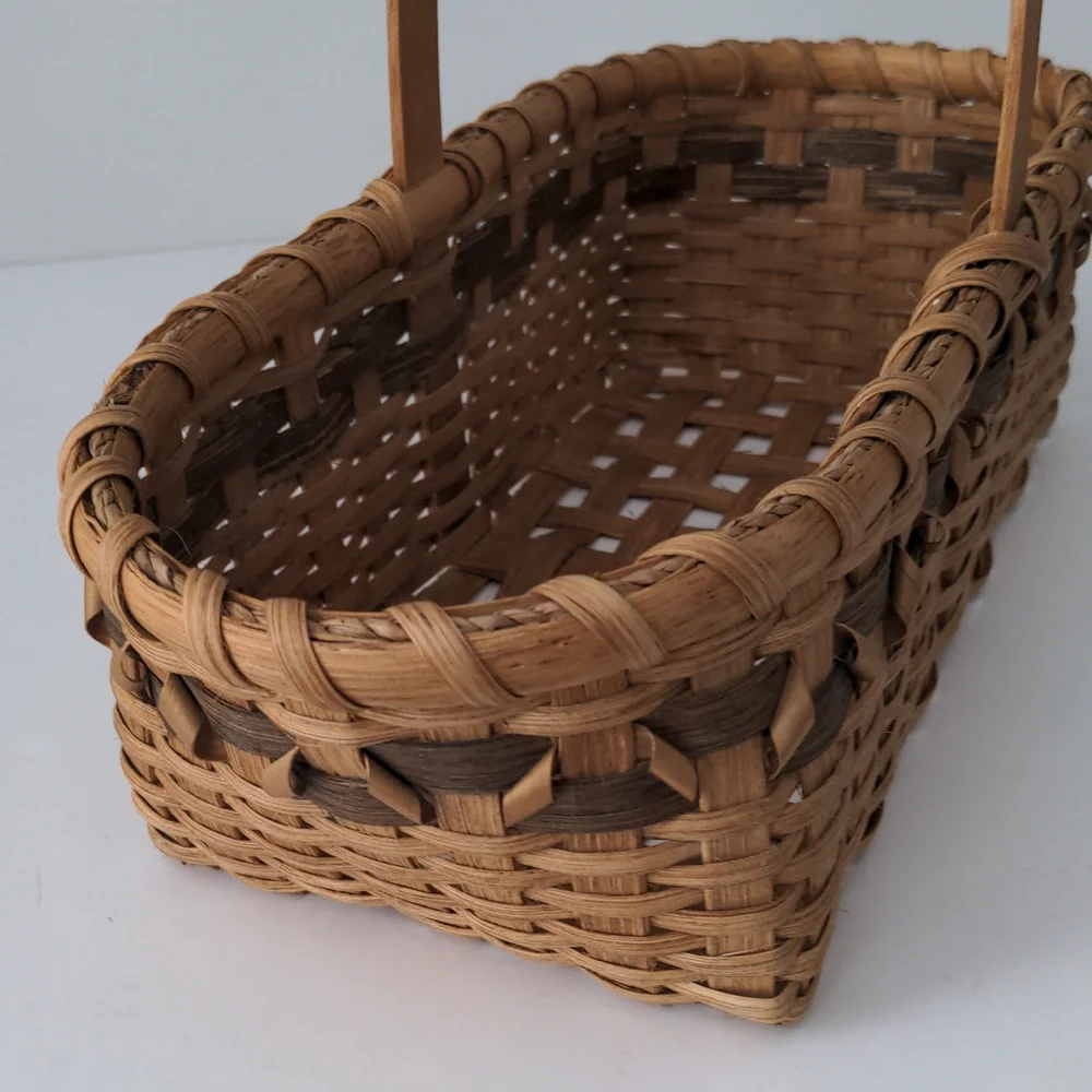 Harvest Basket Hand Crafted Wicker Basket Oblong Stationery Handle